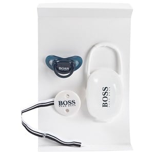 BOSS Logo Pacifier, Clip and Case Set Navy/White One Size