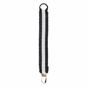 Bjällra of Sweden Pacifier Holder with White Silk and Black Ruffles One Size