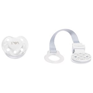 Emporio Armani Pacifier And Clip Set White One Size