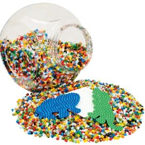 Hama Beads Midi - 15,000 pcs + 3 plates, stackable green bucket (2067)