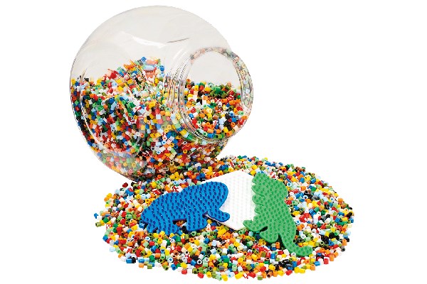 Hama Beads Midi - 15,000 pcs + 3 plates, stackable green bucket (2067)