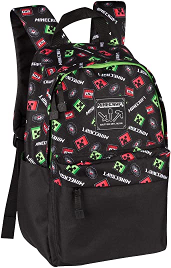 Minecraft 17 Creepy Things Backpack Green
