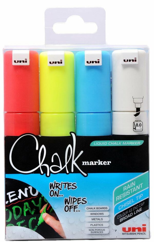 Uni - Chalkmarker 8M - Assorted colors, 8 pc